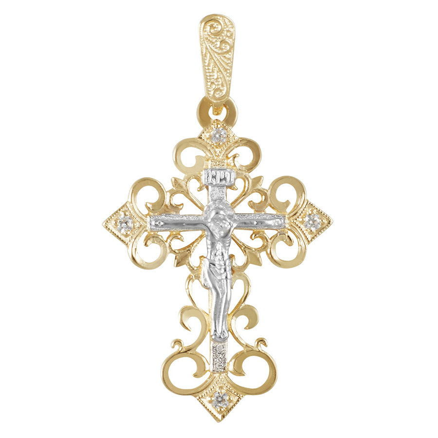 Крест, золото, фианит, 95015